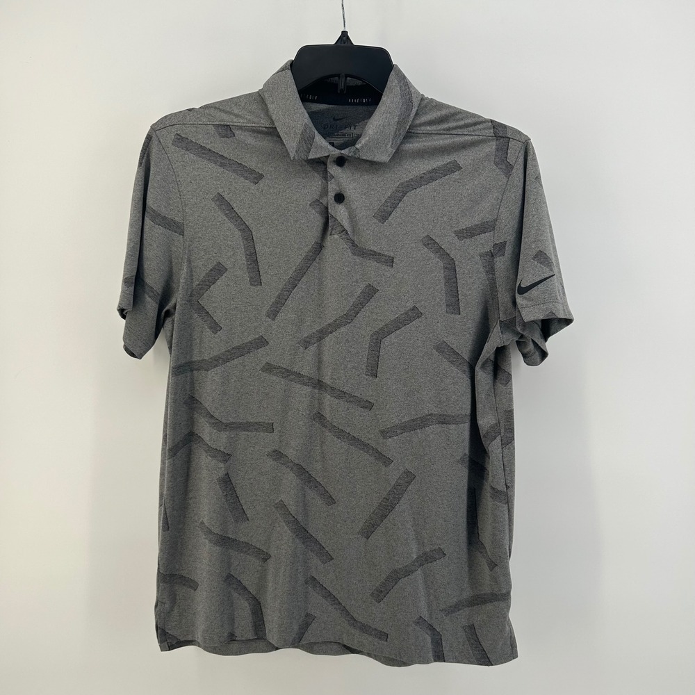 Nike Golf Dri-FIT Polo Shirt Mens Medium Gray Abstract Geometric DH3863-003